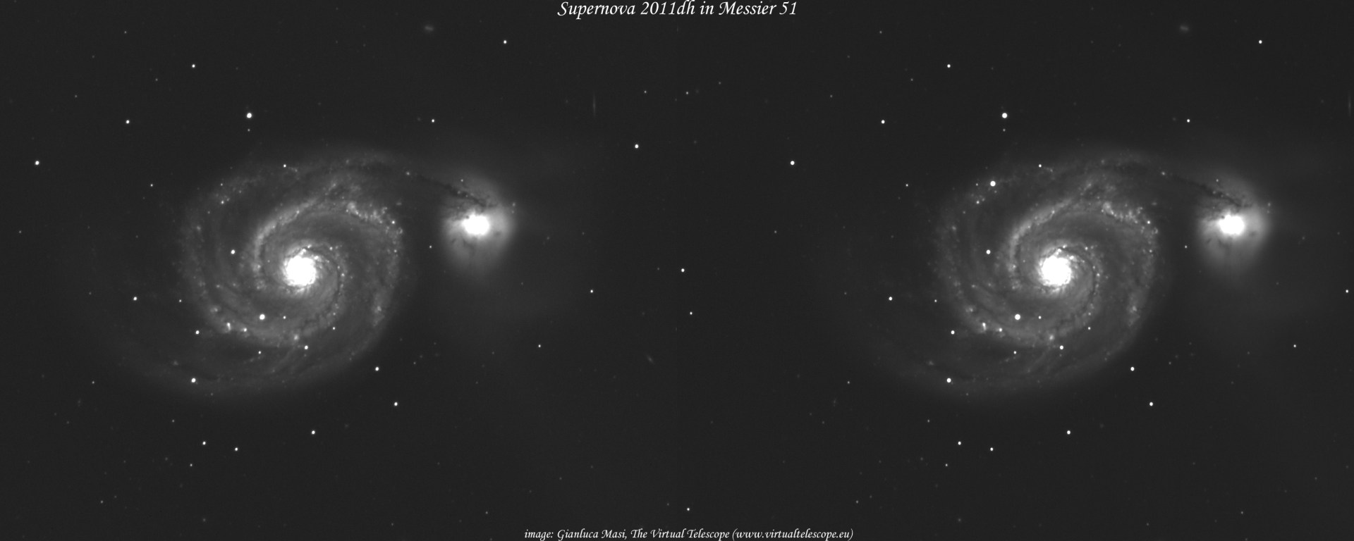 2010 के सुपरनोवा विस्फोट के बाद की तस्वीर(नासा द्वारा तैयार कीया गया मिश्रित चित्र)