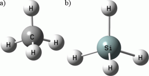 मिथेन और सिलेन की आण्विक संरचना