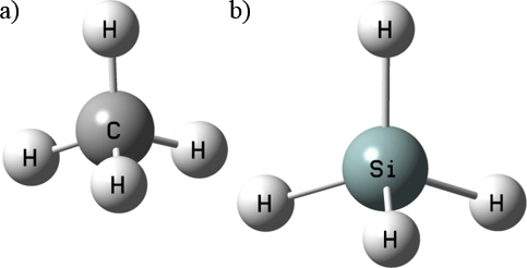 मिथेन और सिलेन की आण्विक संरचना