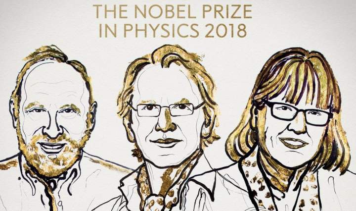 आर्थर एश्किन(Arthur Ashkin), गेराड मौरौ (Gérard Mourou)तथा डोना स्ट्रिकलैंड(Donna Strickland)